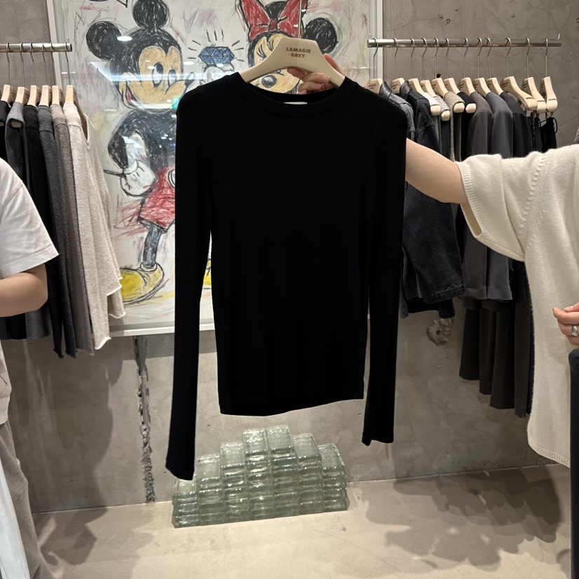 LAMAGIEPIE韓國直郵㊣女裝新品真品熱賣25秋冬人氣時尚長袖T恤LAMAGIE GREY長袖T恤圖色4