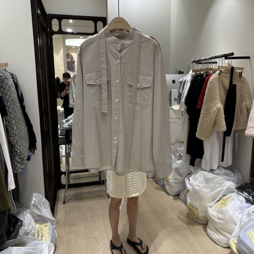 THEMORYPARK東大門㊣代購女士新款職業25秋冬襯衫蕾絲衫含腰帶THE MORY PARK襯衫/蕾絲衫圖色2