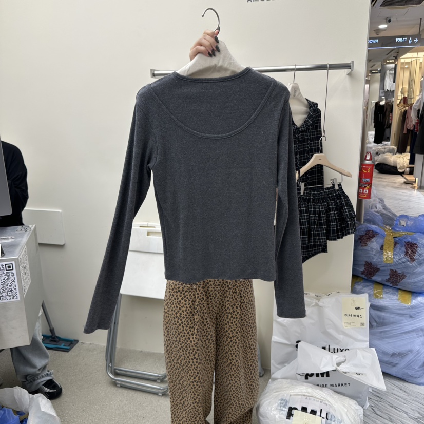 AMOEBA韓國直郵㊣女士新品人氣時尚休閑職業推薦真品長袖T恤AMOEBA長袖T恤