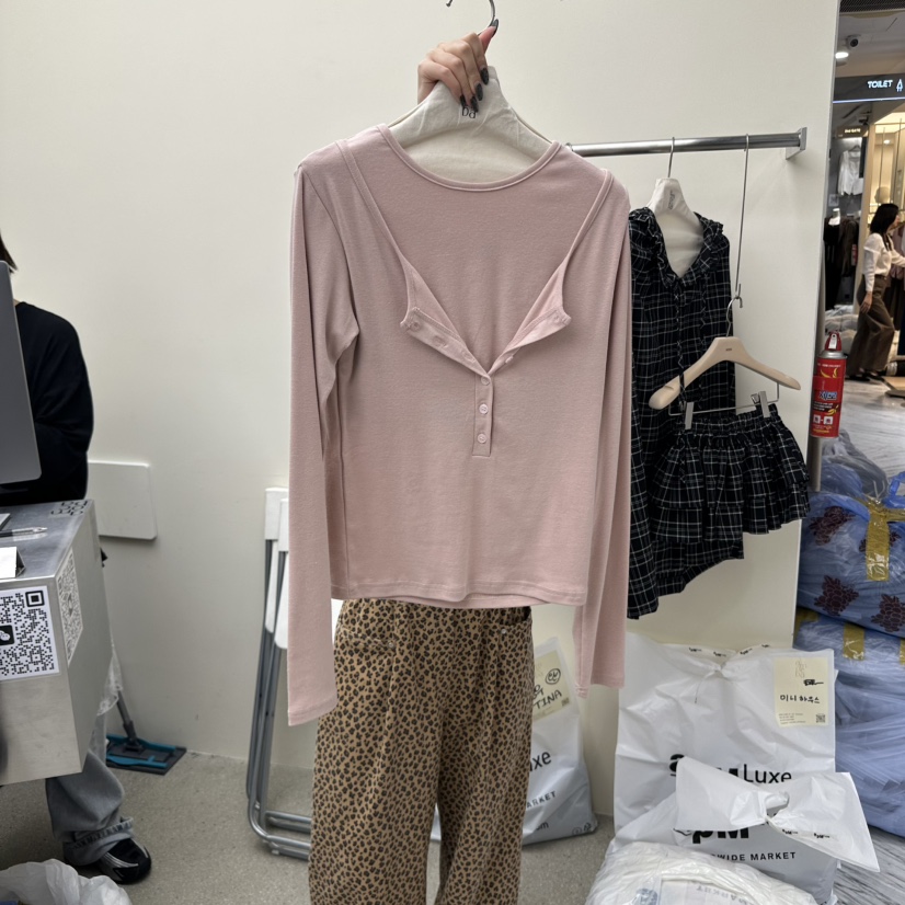AMOEBA韓國直郵㊣女士新品人氣時尚休閑職業推薦真品長袖T恤AMOEBA長袖T恤圖色2