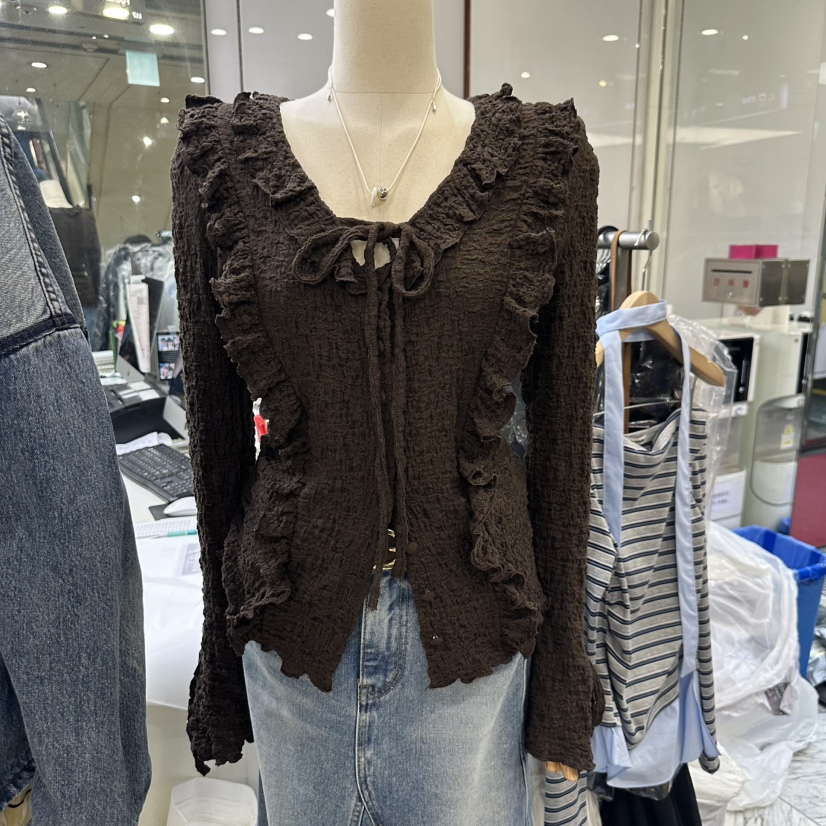 FOUNDATION韓國代購㊣女士新品時尚人氣職業休閑襯衫蕾絲衫FOUNDATION襯衫/蕾絲衫圖色2