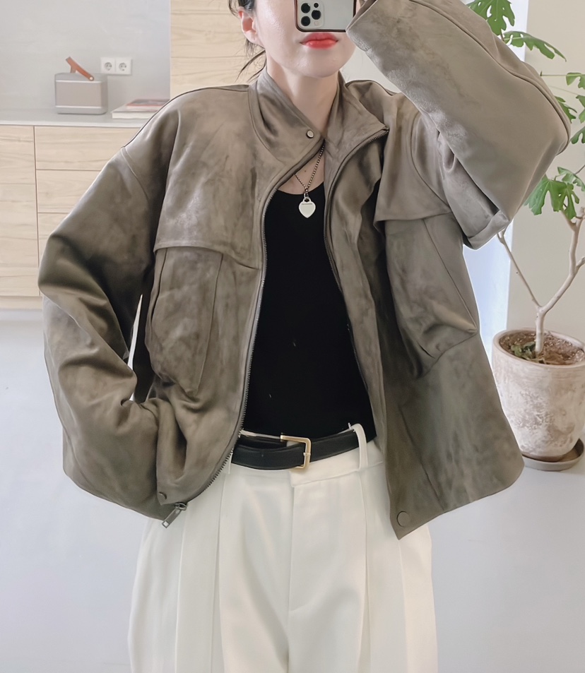 URBANE cloth東大門㊣代購女裝新品25秋冬推薦人氣夾克絨面革URBANE cloth夾克