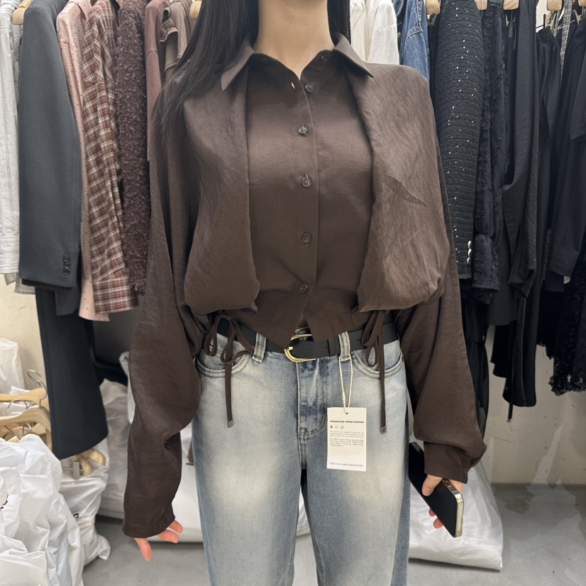 FOUNDATION韓國代購㊣女裝新品休閑熱賣推薦25秋冬襯衫蕾絲衫FOUNDATION襯衫/蕾絲衫圖色1