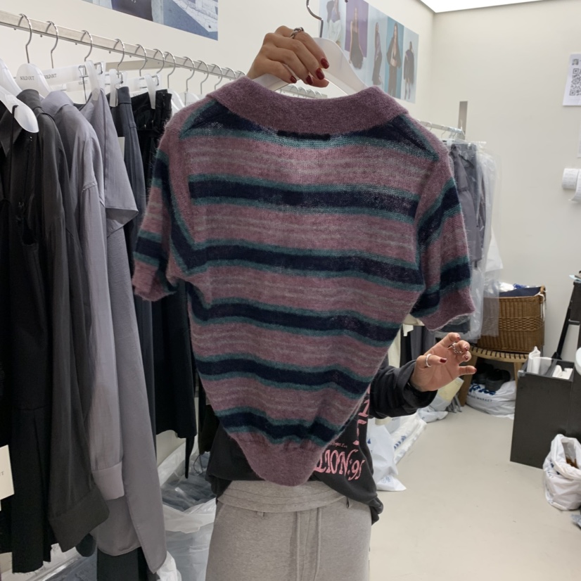 SOLD OUT東大門㊣實拍女士新品時尚熱賣25秋冬真品針織衫條紋SOLD OUT針織衫