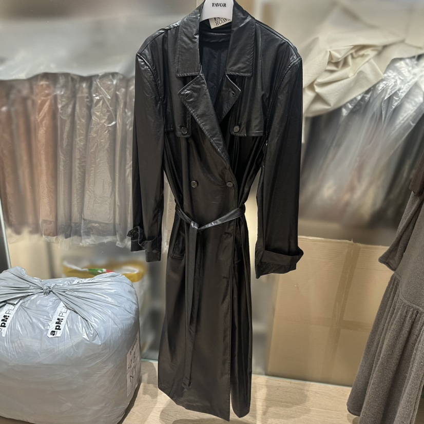 FAVOR-P韓國直郵㊣女士新品熱賣25秋冬真品長款風衣含腰帶FAVOR長款風衣圖色1