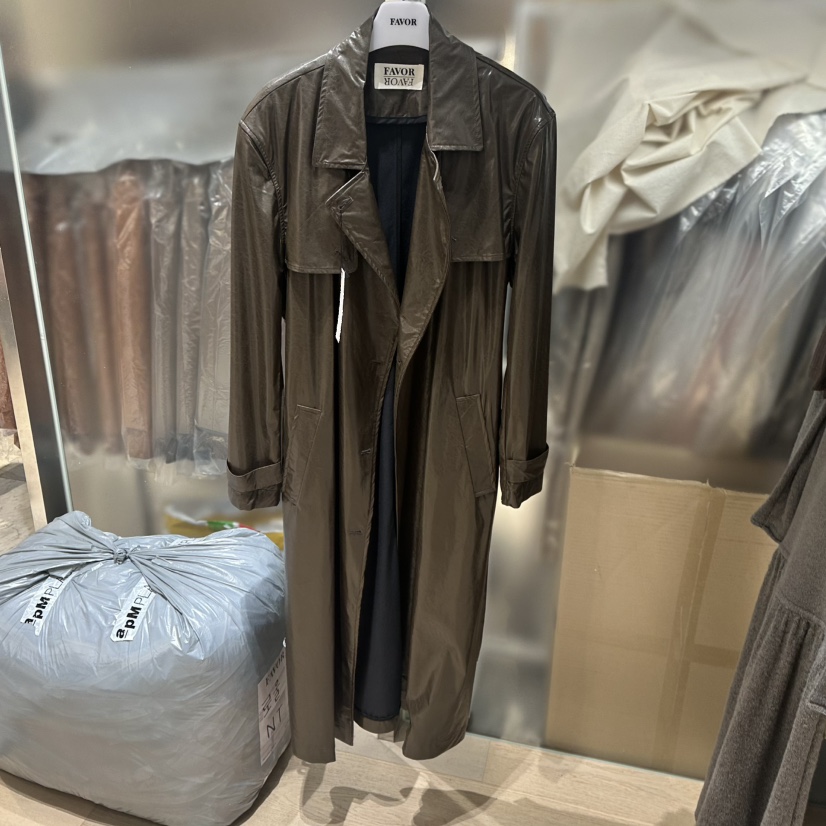 FAVOR-P韓國直郵㊣女士新品熱賣25秋冬真品長款風衣含腰帶FAVOR長款風衣圖色2
