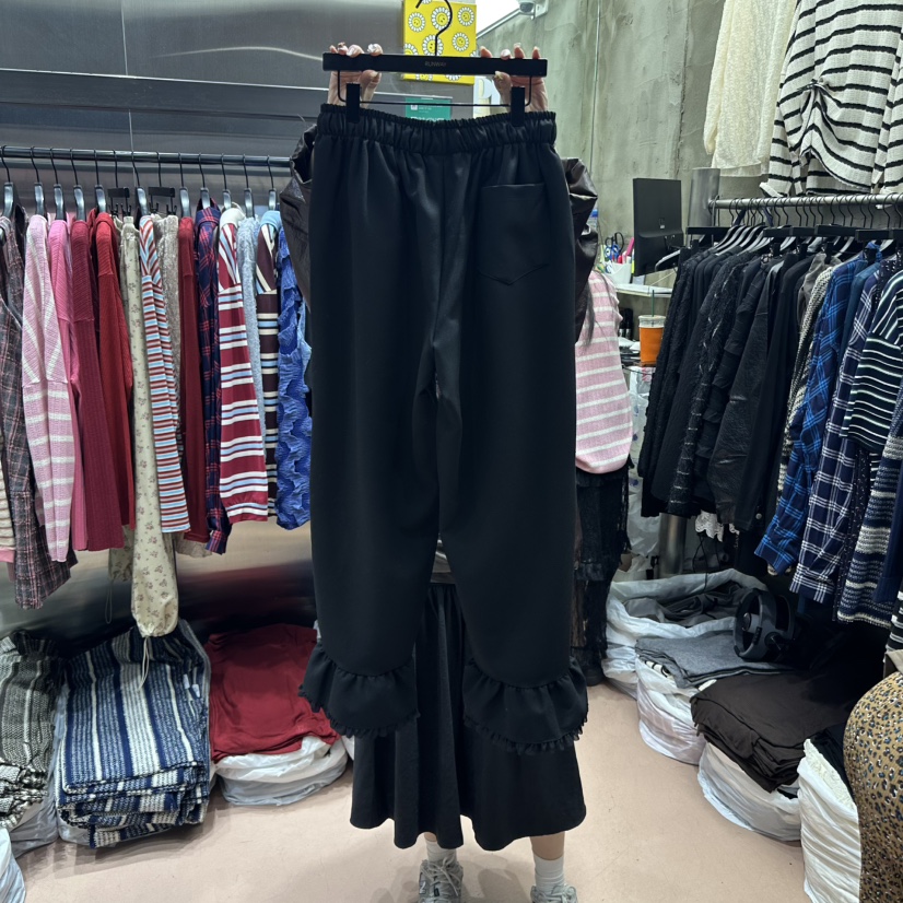 RUNWAY-런웨이韓國代購㊣女士新品休閑真品時尚休閑褲荷葉邊RUNWAY休閑褲