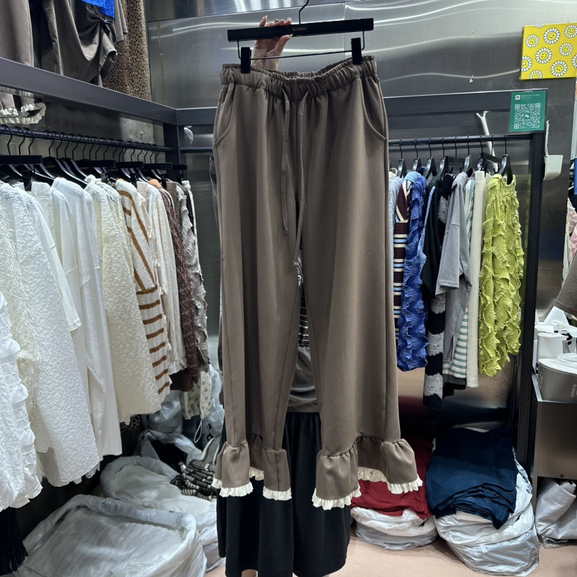 RUNWAY-런웨이韓國代購㊣女士新品休閑真品時尚休閑褲荷葉邊RUNWAY休閑褲