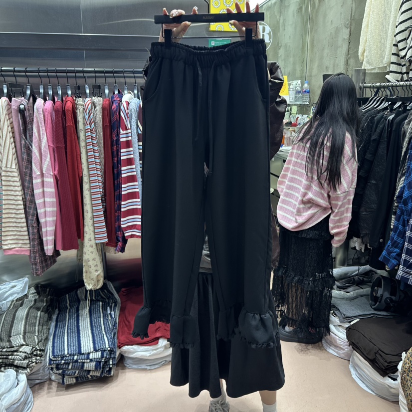 RUNWAY-런웨이韓國代購㊣女士新品休閑真品時尚休閑褲荷葉邊RUNWAY休閑褲圖色2