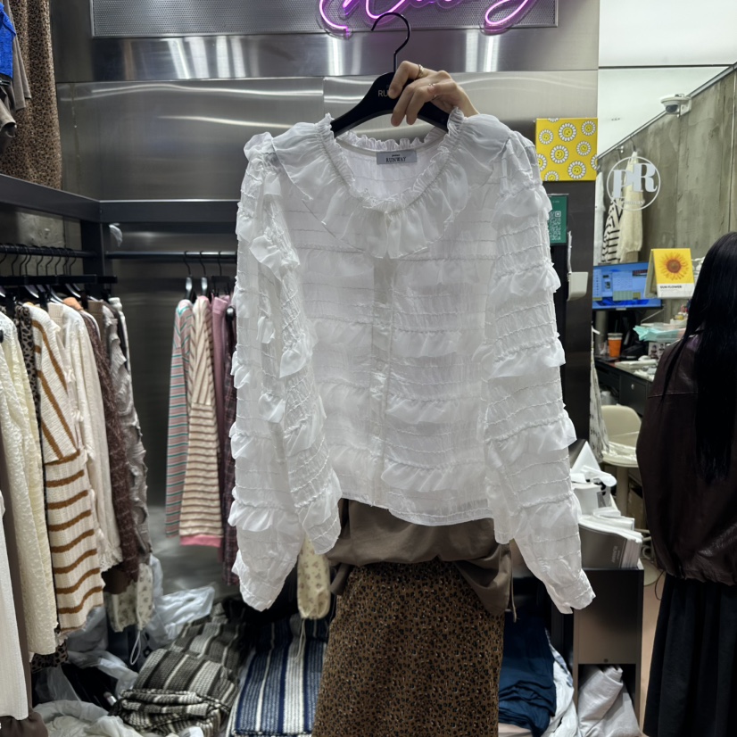 RUNWAY-런웨이東大門㊣直郵女裝新品熱賣職業25秋冬襯衫蕾絲衫RUNWAY襯衫/蕾絲衫圖色1