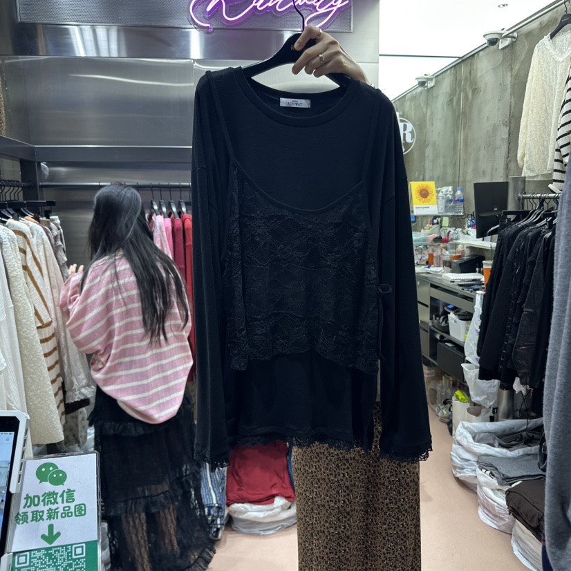 RUNWAY-런웨이東大門㊣直郵女裝新款推薦時尚熱賣長袖T恤雙層RUNWAY長袖T恤圖色2