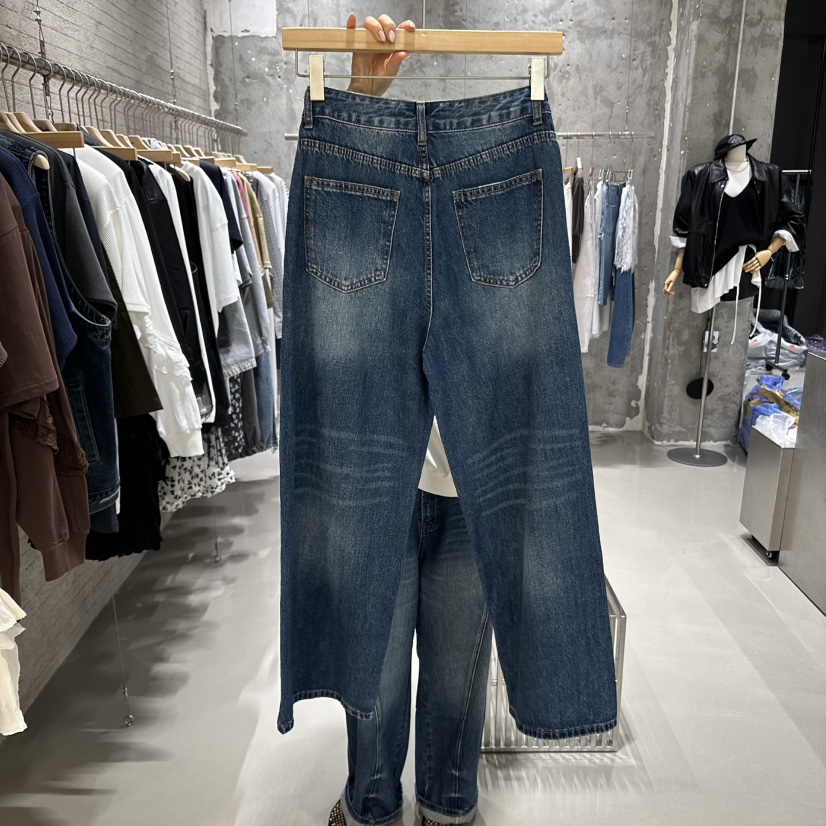 JUNI韓國代購㊣女裝新品推薦時尚職業熱賣真品休閑25秋冬牛仔褲my juni牛仔褲