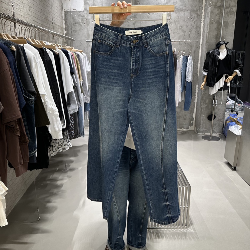 JUNI韓國代購㊣女裝新品推薦時尚職業熱賣真品休閑25秋冬牛仔褲my juni牛仔褲圖色1