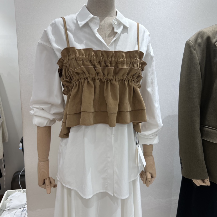 VERVEINE韓國代購㊣女士新品25秋冬襯衫蕾絲衫不含吊帶刺繡VERVEINE襯衫/蕾絲衫圖色2