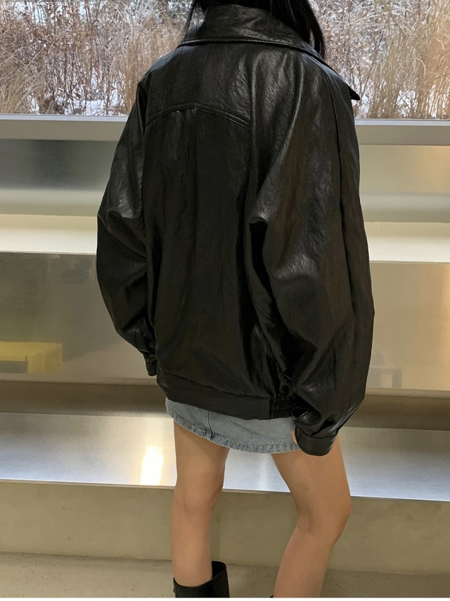FRILL-T韓國代購㊣女裝新品職業熱賣推薦休閑25秋冬真品皮衣FRILL-T皮衣