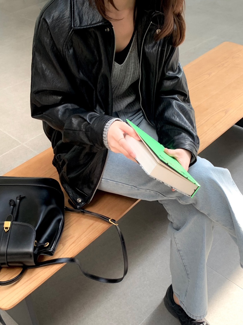 FRILL-T韓國代購㊣女裝新品職業熱賣推薦休閑25秋冬真品皮衣FRILL-T皮衣