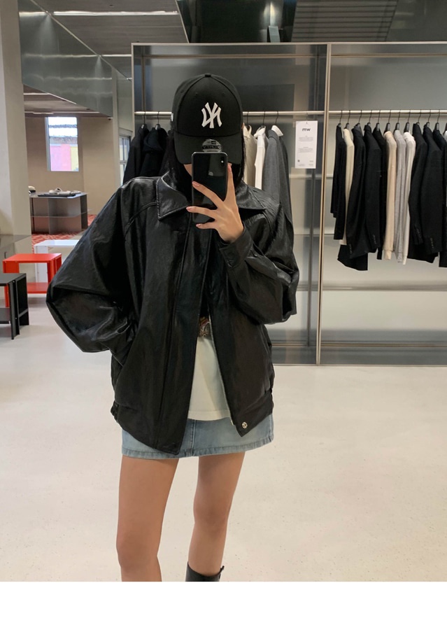 FRILL-T韓國代購㊣女裝新品職業熱賣推薦休閑25秋冬真品皮衣FRILL-T皮衣