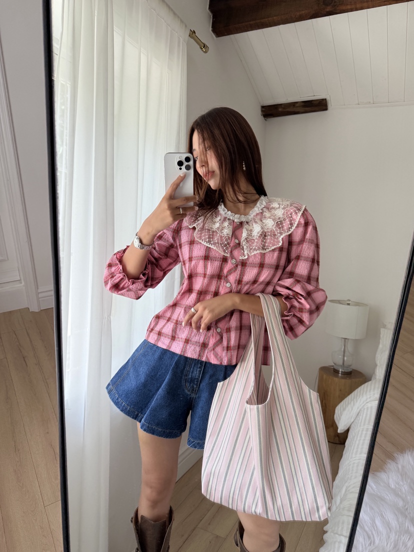 MOSMOS韓國代購㊣女裝新款時尚推薦真品25秋冬熱賣襯衫蕾絲衫MOSMOS襯衫/蕾絲衫
