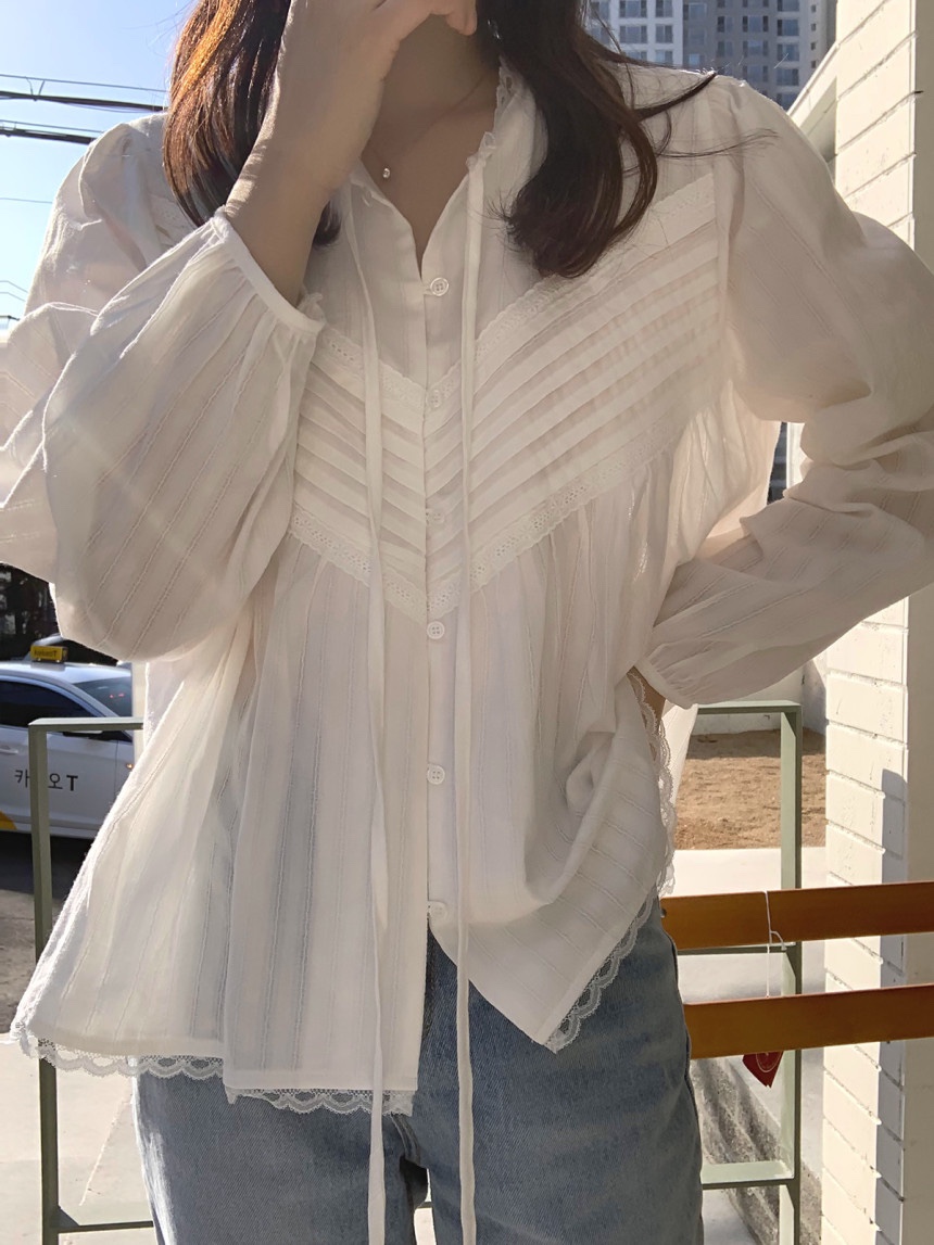 FRILL-T東大門㊣代購女裝新品真品人氣熱賣時尚襯衫蕾絲衫FRILL-T襯衫/蕾絲衫圖色2