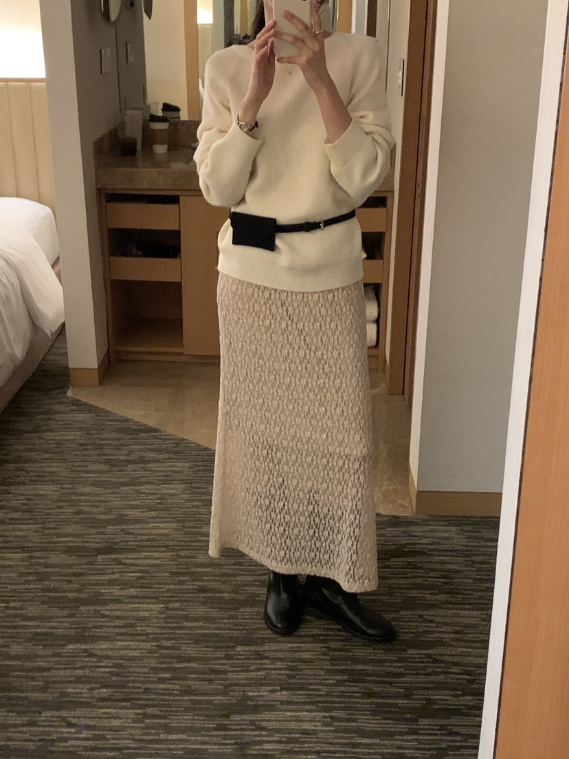 FRILL-T韓國直郵㊣女士新品25秋冬熱賣休閑人氣推薦長裙蕾絲FRILL-T長裙