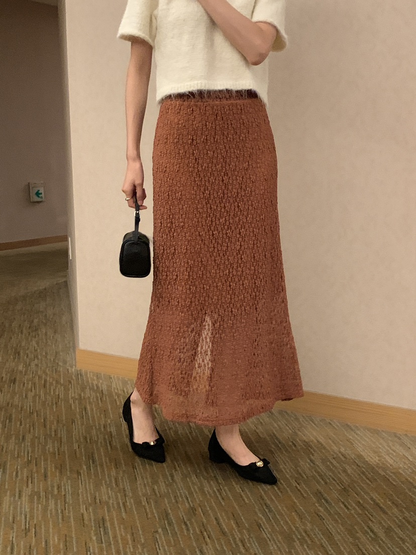 FRILL-T韓國直郵㊣女士新品25秋冬熱賣休閑人氣推薦長裙蕾絲FRILL-T長裙圖色2