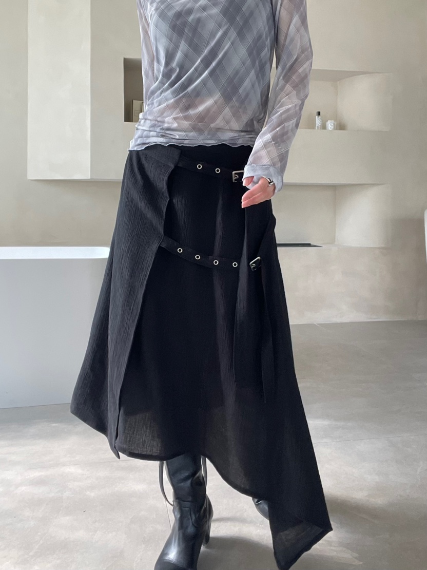 REIZ韓國代購㊣女士新款真品時尚休閑推薦25秋冬職業長裙腰帶REIZ長裙