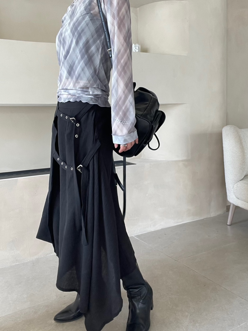 REIZ韓國代購㊣女士新款真品時尚休閑推薦25秋冬職業長裙腰帶REIZ長裙
