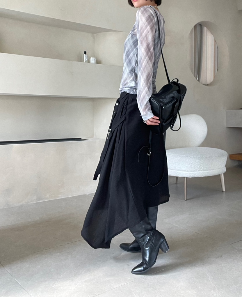 REIZ韓國代購㊣女士新款真品時尚休閑推薦25秋冬職業長裙腰帶REIZ長裙