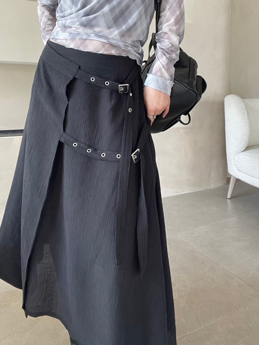 REIZ韓國代購㊣女士新款真品時尚休閑推薦25秋冬職業長裙腰帶REIZ長裙