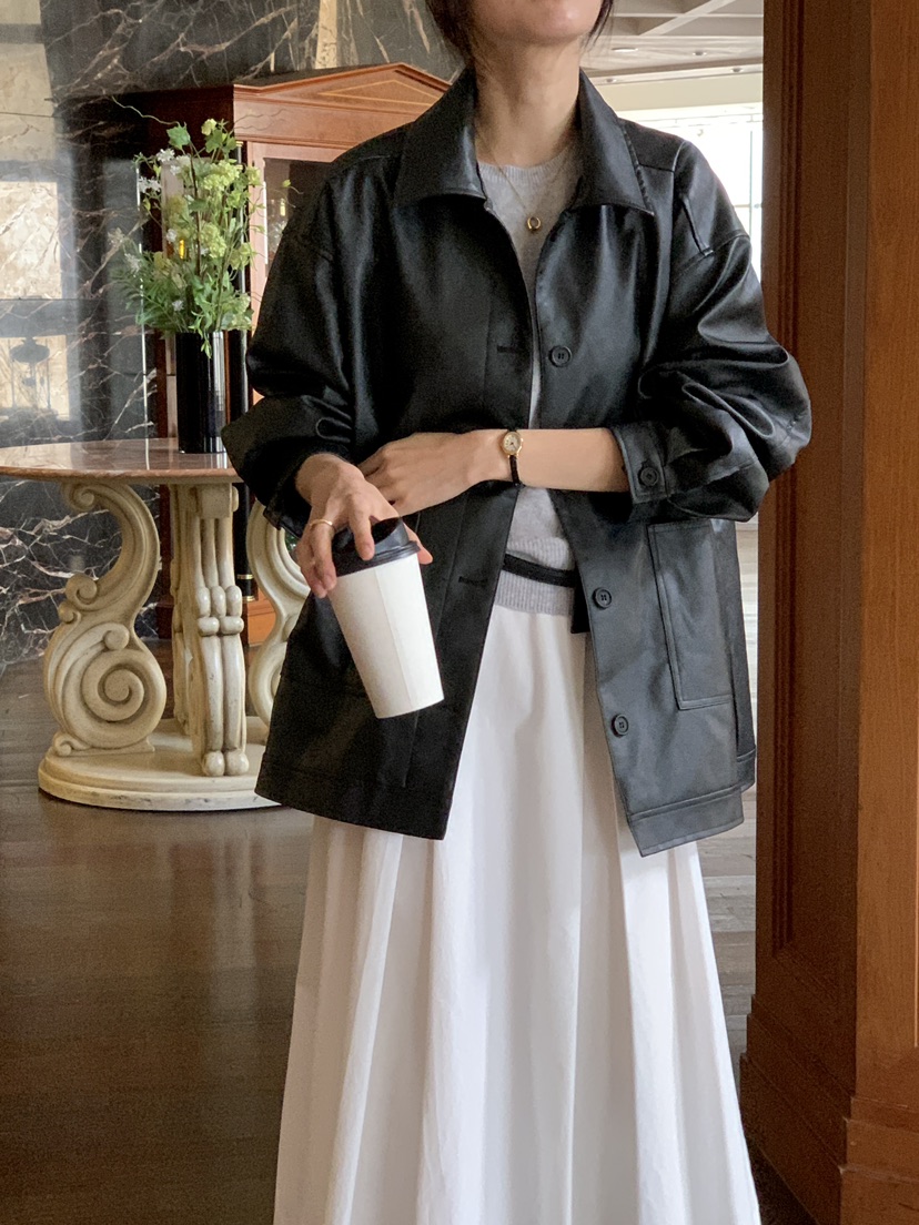 FRILL-T韓國代購㊣女裝新款休閑熱賣真品職業25秋冬推薦皮衣FRILL-T皮衣