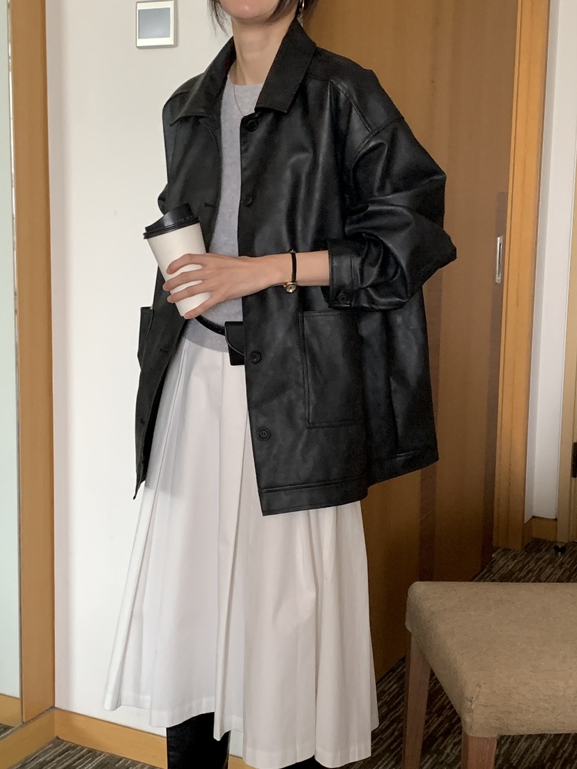 FRILL-T韓國代購㊣女裝新款休閑熱賣真品職業25秋冬推薦皮衣FRILL-T皮衣