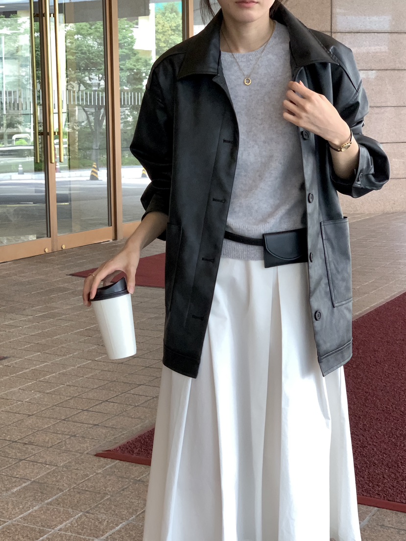 FRILL-T韓國代購㊣女裝新款休閑熱賣真品職業25秋冬推薦皮衣FRILL-T皮衣