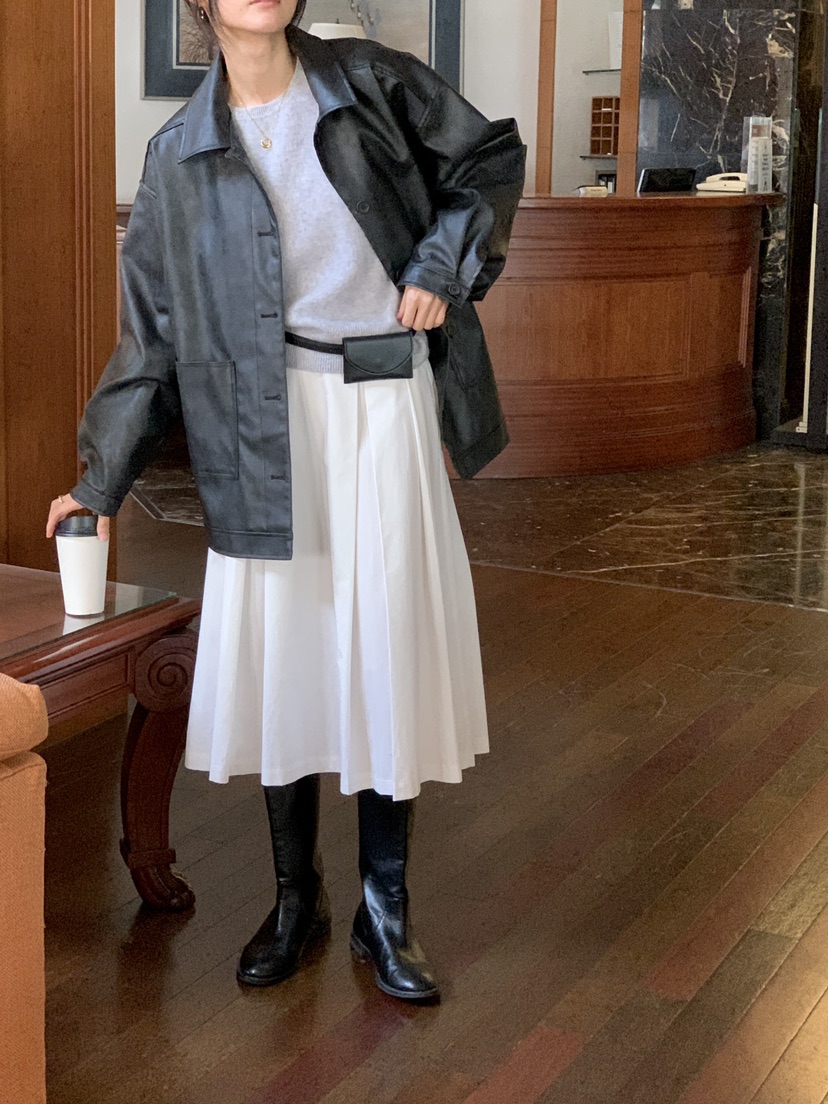 FRILL-T韓國代購㊣女裝新款休閑熱賣真品職業25秋冬推薦皮衣FRILL-T皮衣