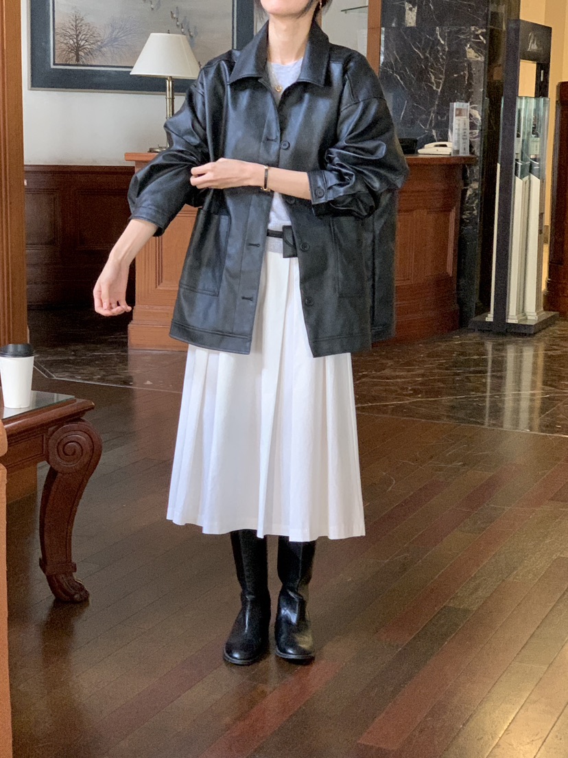 FRILL-T韓國代購㊣女裝新款休閑熱賣真品職業25秋冬推薦皮衣FRILL-T皮衣