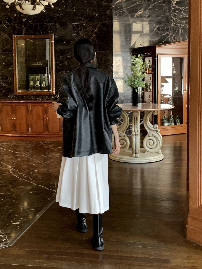 FRILL-T韓國代購㊣女裝新款休閑熱賣真品職業25秋冬推薦皮衣FRILL-T皮衣