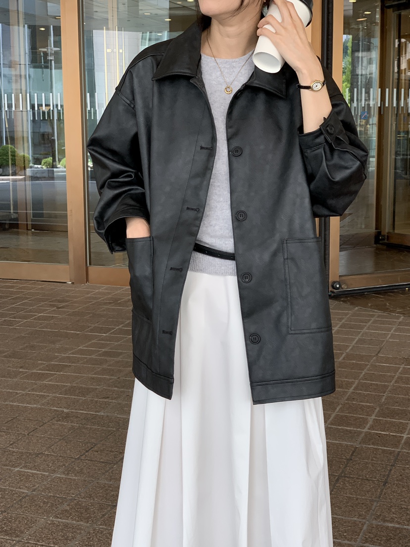 FRILL-T韓國代購㊣女裝新款休閑熱賣真品職業25秋冬推薦皮衣FRILL-T皮衣
