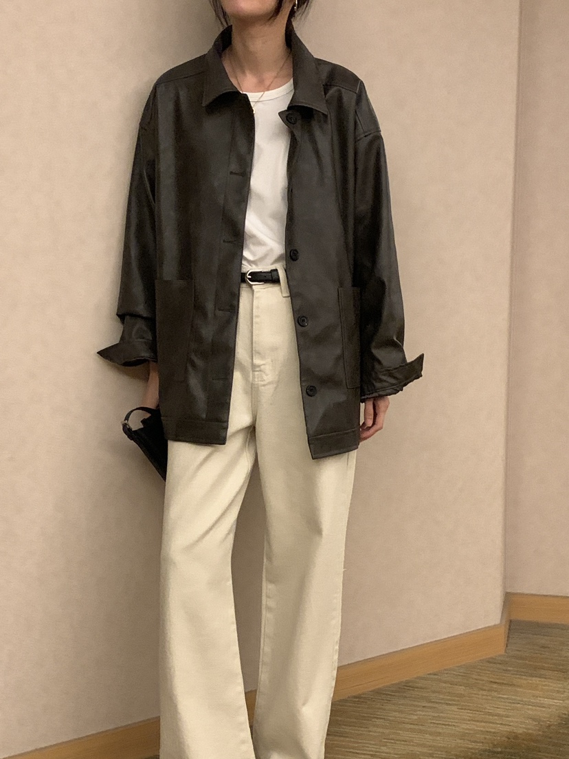FRILL-T韓國代購㊣女裝新款休閑熱賣真品職業25秋冬推薦皮衣FRILL-T皮衣