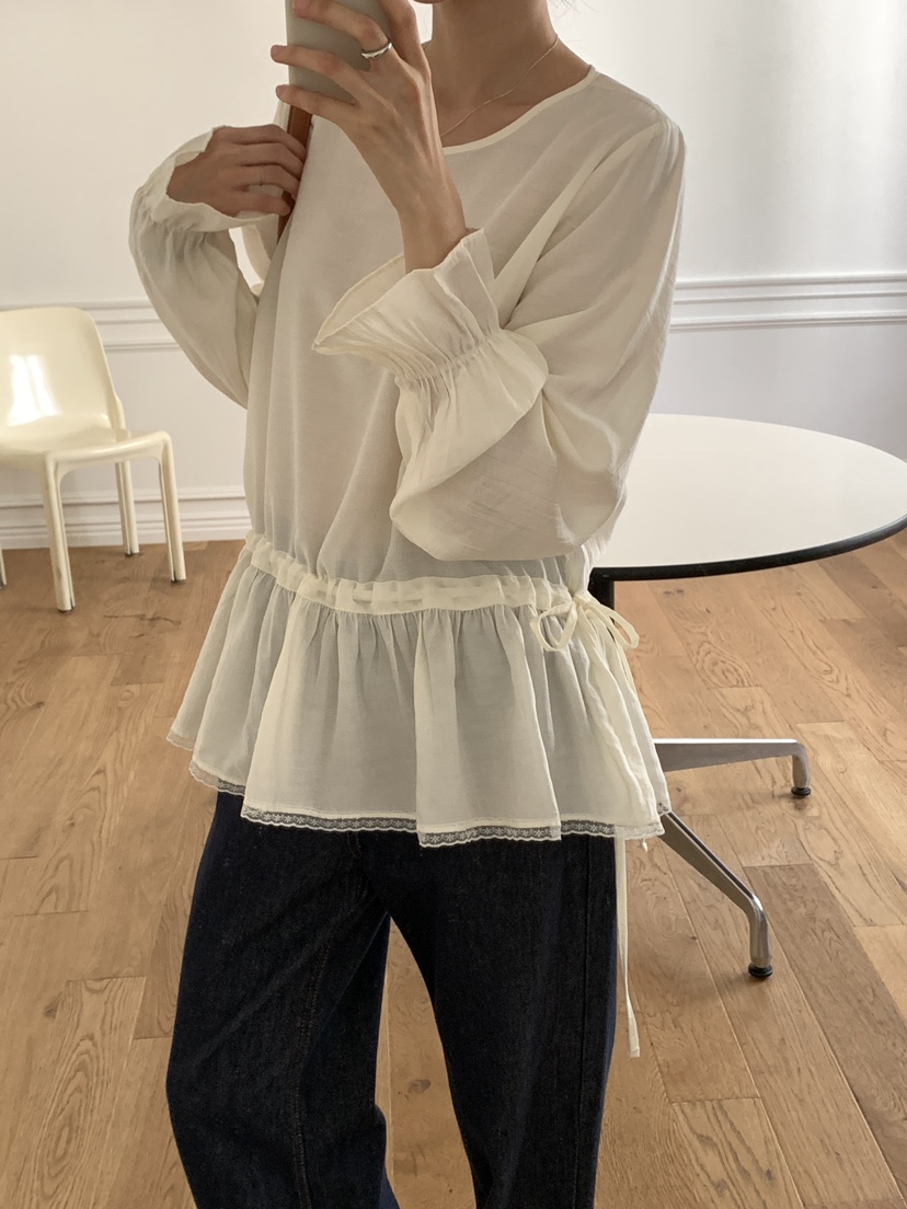 FRILL-T韓國代購㊣女士新款時尚真品人氣休閑25秋冬襯衫蕾絲衫FRILL-T襯衫/蕾絲衫