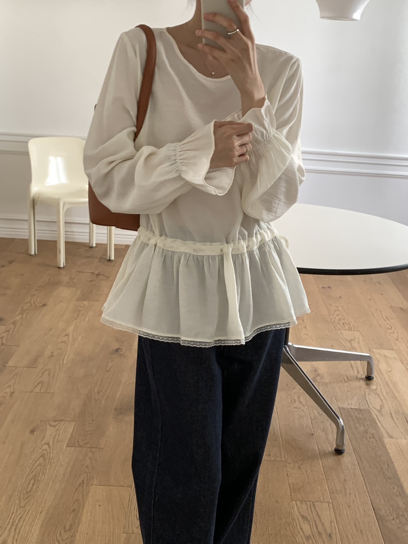 FRILL-T韓國代購㊣女士新款時尚真品人氣休閑25秋冬襯衫蕾絲衫FRILL-T襯衫/蕾絲衫