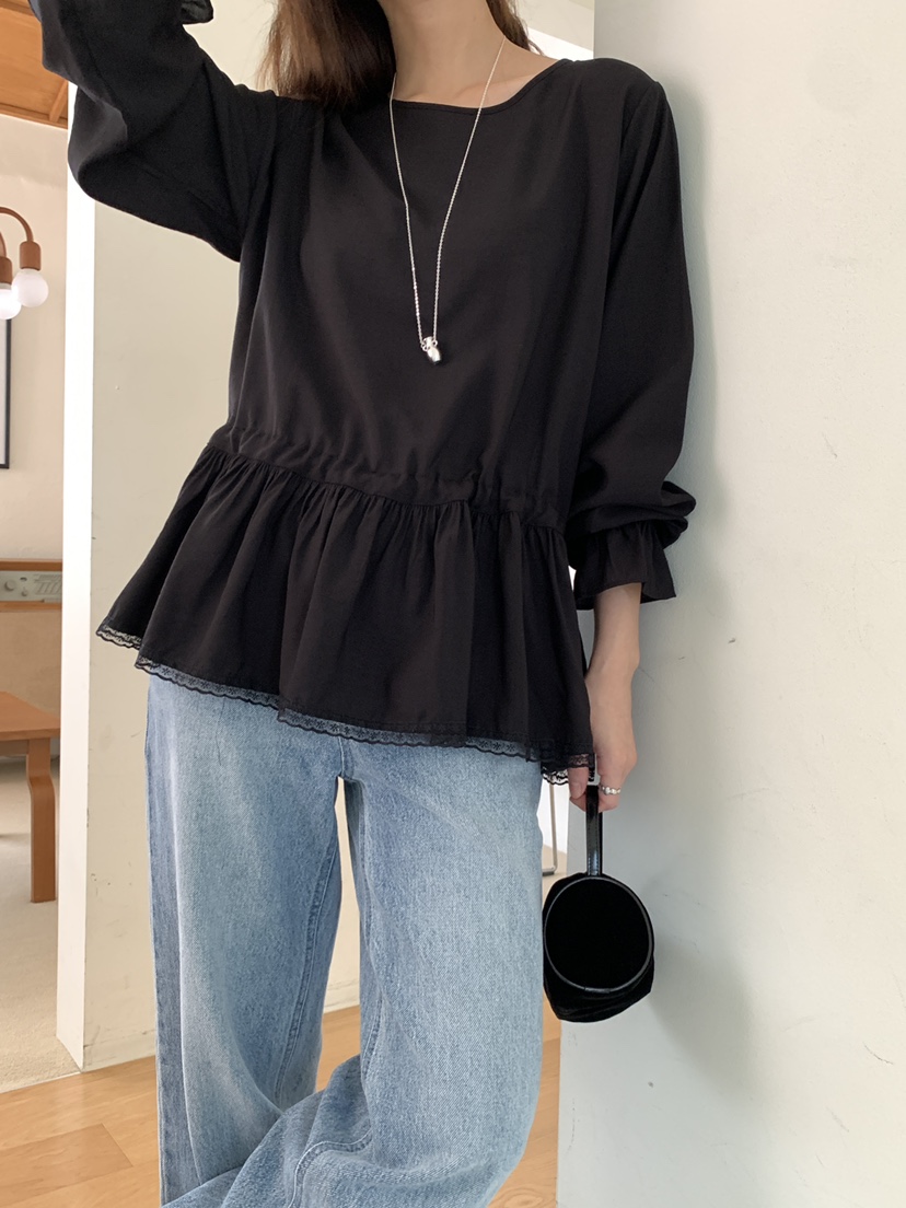 FRILL-T韓國代購㊣女士新款時尚真品人氣休閑25秋冬襯衫蕾絲衫FRILL-T襯衫/蕾絲衫