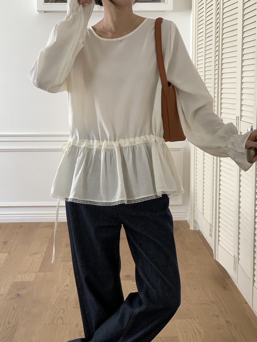 FRILL-T韓國代購㊣女士新款時尚真品人氣休閑25秋冬襯衫蕾絲衫FRILL-T襯衫/蕾絲衫
