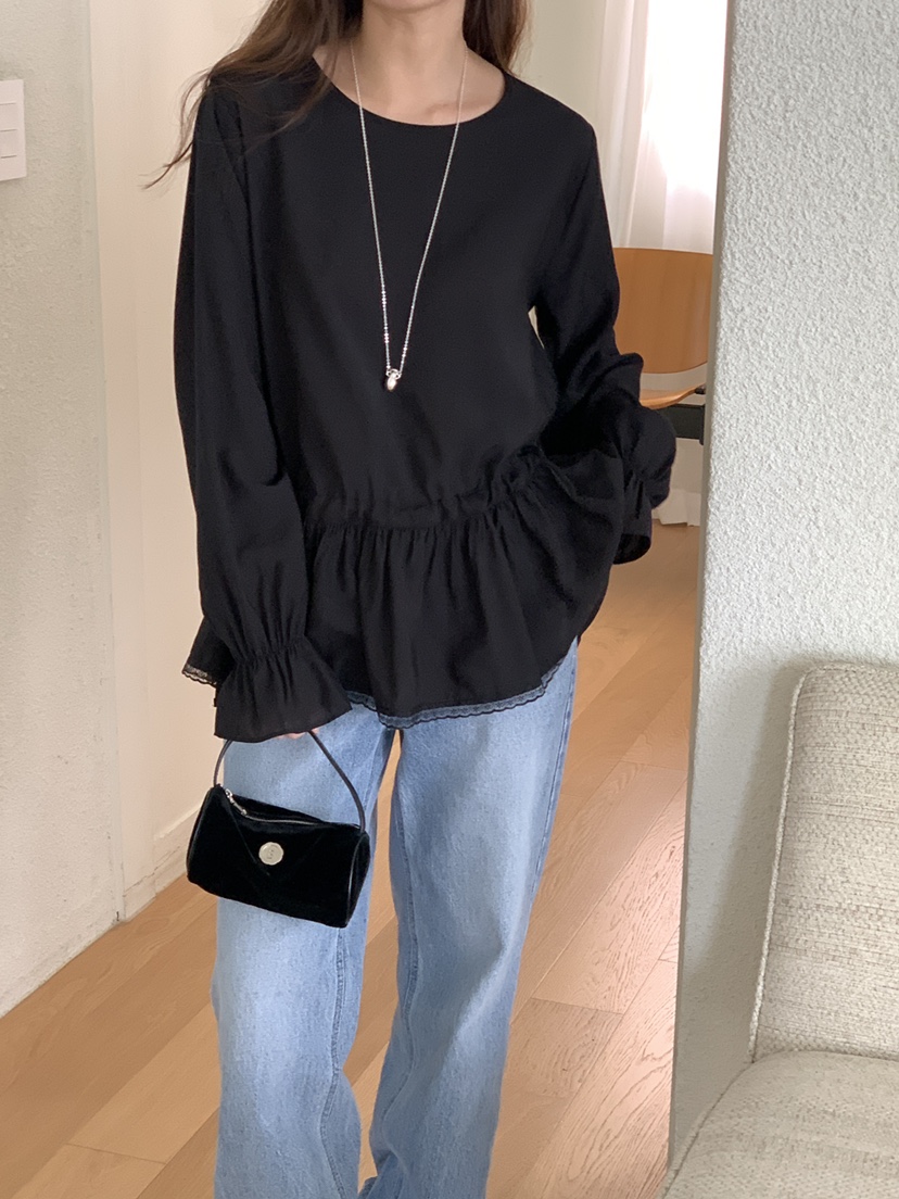 FRILL-T韓國代購㊣女士新款時尚真品人氣休閑25秋冬襯衫蕾絲衫FRILL-T襯衫/蕾絲衫