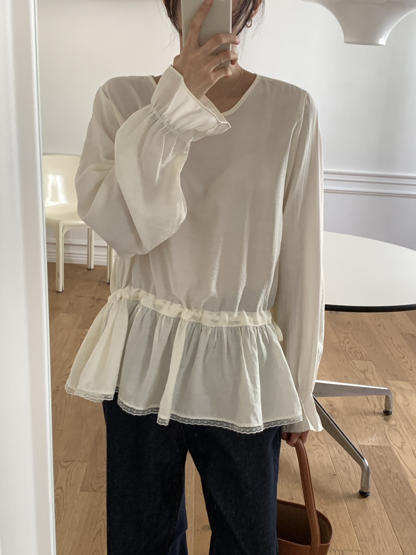 FRILL-T韓國代購㊣女士新款時尚真品人氣休閑25秋冬襯衫蕾絲衫FRILL-T襯衫/蕾絲衫