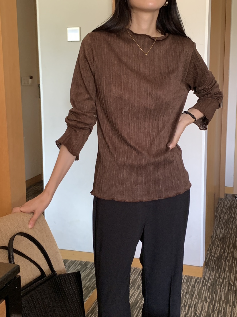 FRILL-T東大門㊣代購女裝新品時尚25秋冬人氣真品休閑長袖T恤FRILL-T長袖T恤圖色2