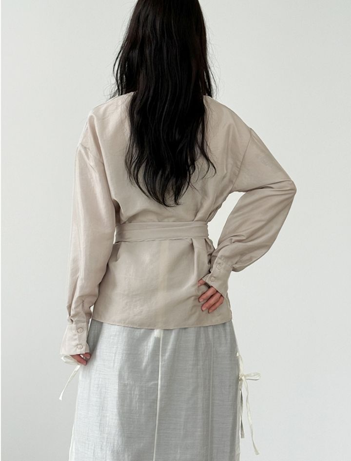 LIVE FOREVER韓國直郵㊣女裝新品25秋冬真品襯衫蕾絲衫含腰帶LIVE FOR_EVER襯衫/蕾絲衫