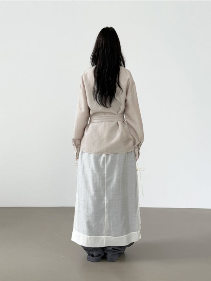 LIVE FOREVER韓國直郵㊣女裝新品25秋冬真品襯衫蕾絲衫含腰帶LIVE FOR_EVER襯衫/蕾絲衫