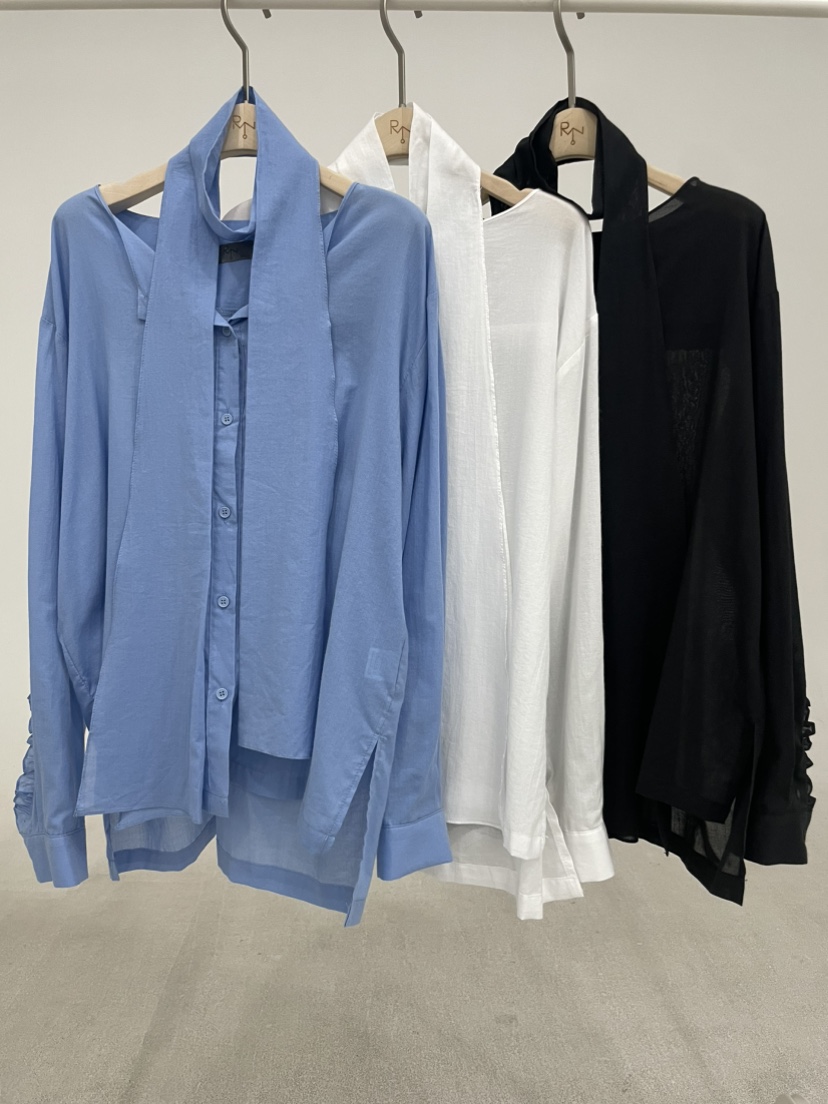 REIZ韓國代購㊣女士新品25秋冬休閑職業熱賣襯衫蕾絲衫含腰帶REIZ襯衫/蕾絲衫