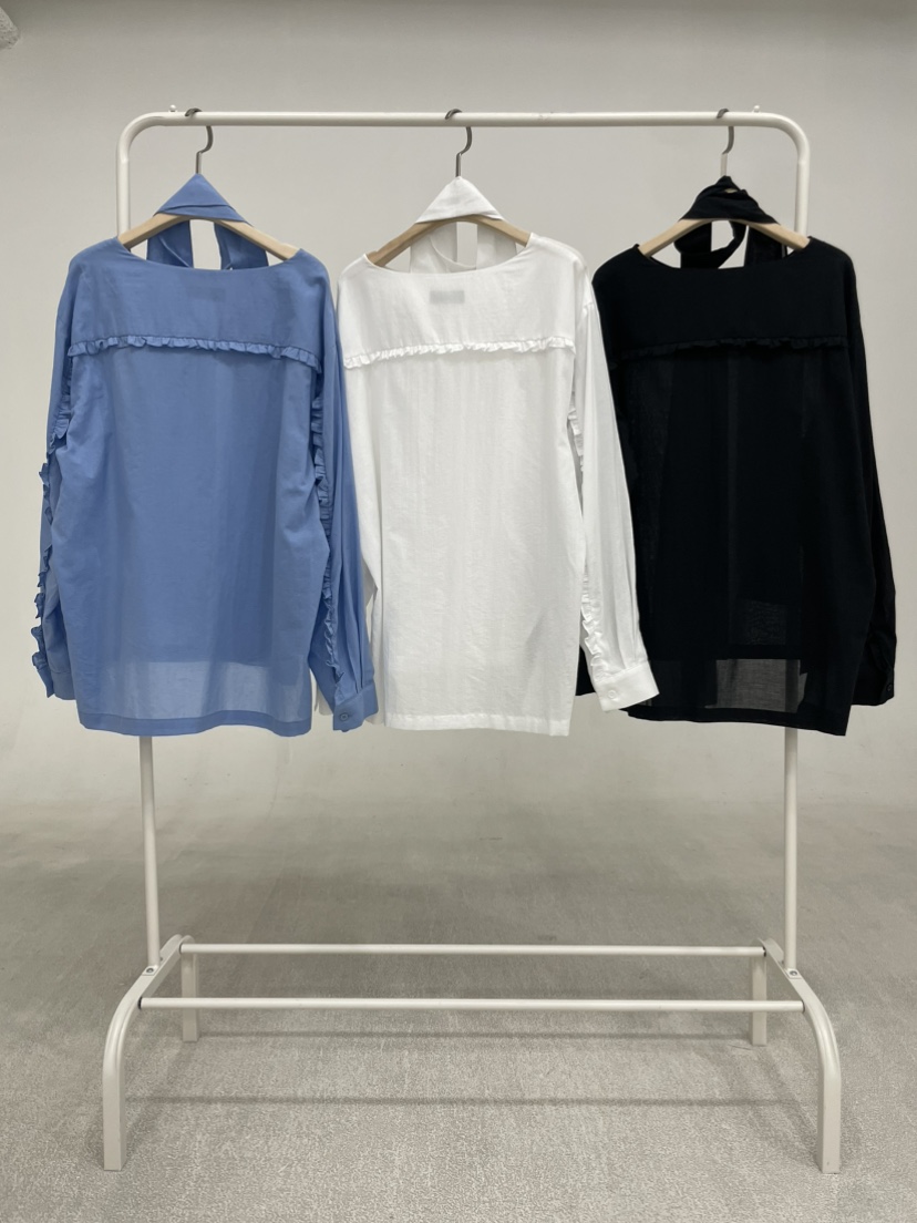 REIZ韓國代購㊣女士新品25秋冬休閑職業熱賣襯衫蕾絲衫含腰帶REIZ襯衫/蕾絲衫