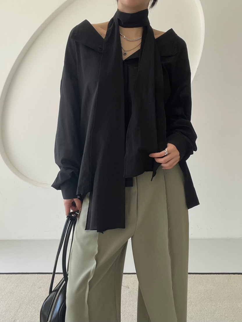 REIZ韓國代購㊣女士新品25秋冬休閑職業熱賣襯衫蕾絲衫含腰帶REIZ襯衫/蕾絲衫