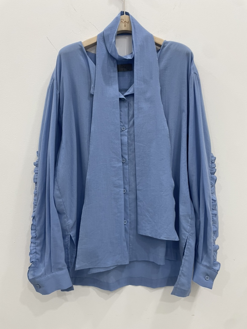 REIZ韓國代購㊣女士新品25秋冬休閑職業熱賣襯衫蕾絲衫含腰帶REIZ襯衫/蕾絲衫圖色1